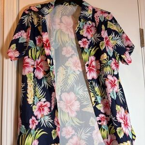 Amazon Men's Floral Casual Button Down Shirt - Navy, Pink, Green